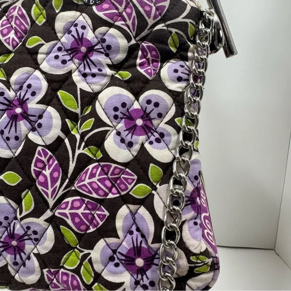 Vera Bradley Womens Vibrant Purple Plum Floral Multi Strap Shoulder Zip Bag